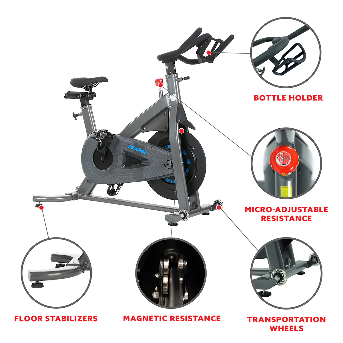 Sunny Health & Fitness Magnetic Chain Drive Turbo Commercial Indoor Cycling Trainer Exercise Bike