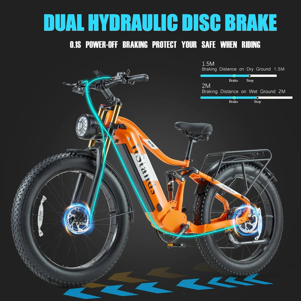 Dual Motors AWD 2000W Electric Bike for Adult 26'', UL2849 48V 60AH Removable Battery E-Mountain Bike 4'' Fat Tire up to 35Mph&200Miles Long Range off Road Ebike Beach Dual Hydraulic&Brakes E-Bicycle