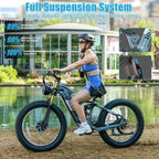 Dual Motors AWD 2000W Electric Bike for Adult 26'', UL2849 48V 60AH Removable Battery E-Mountain Bike 4'' Fat Tire up to 35Mph&200Miles Long Range off Road Ebike Beach Dual Hydraulic&Brakes E-Bicycle