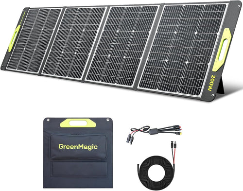 200 Watt Portable Solar Panel, 23.5% High Efficiency 200W Foldable Solar Panel Charger IP67 Waterproof Solar Panel Kit W/Dc XT60 MC4 Anderson Output for Home Farm Camping RV Power Station