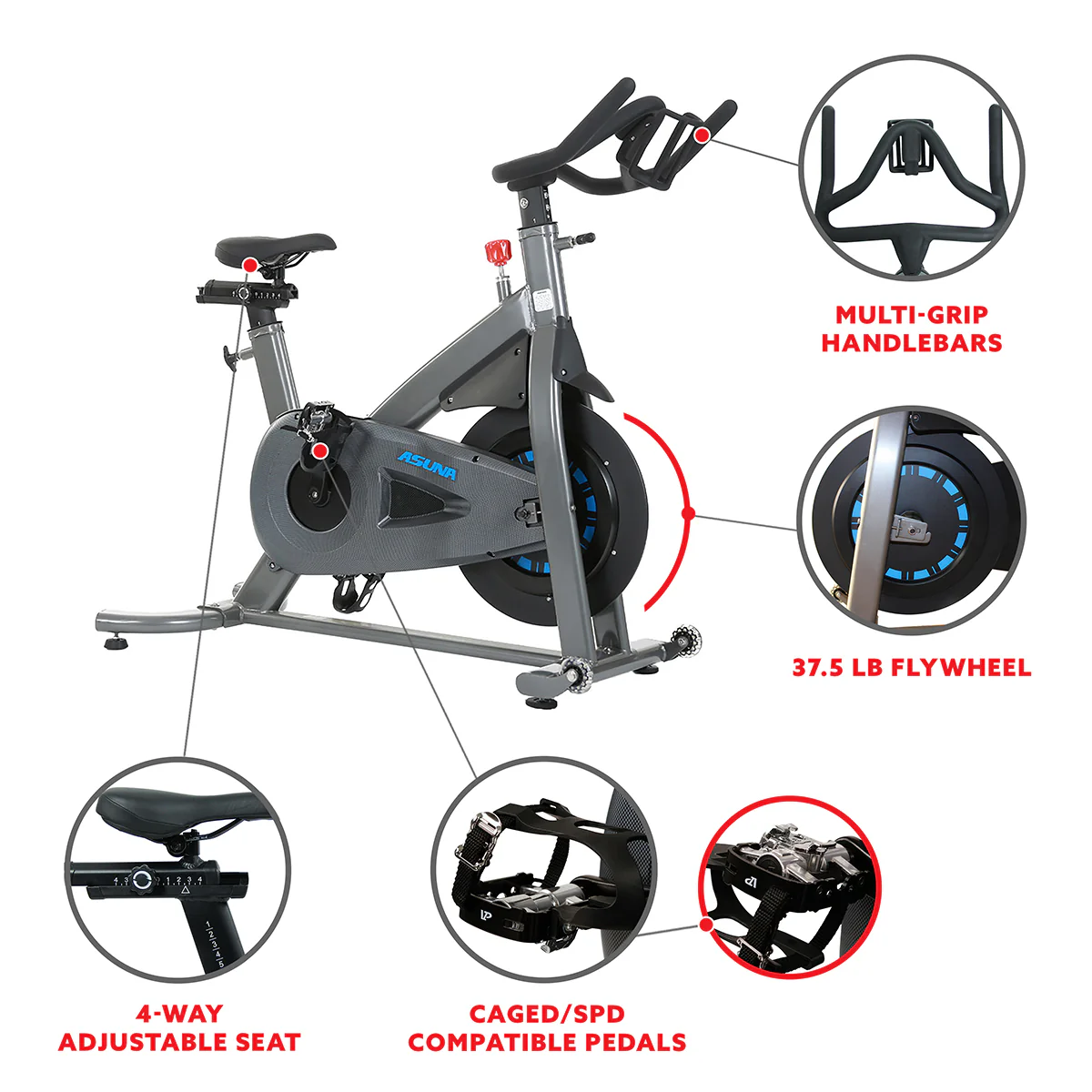 Sunny Health & Fitness Magnetic Chain Drive Turbo Commercial Indoor Cycling Trainer Exercise Bike